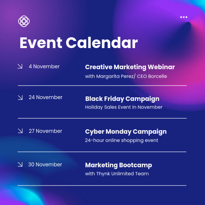 Event Calender Template PosterMyWall