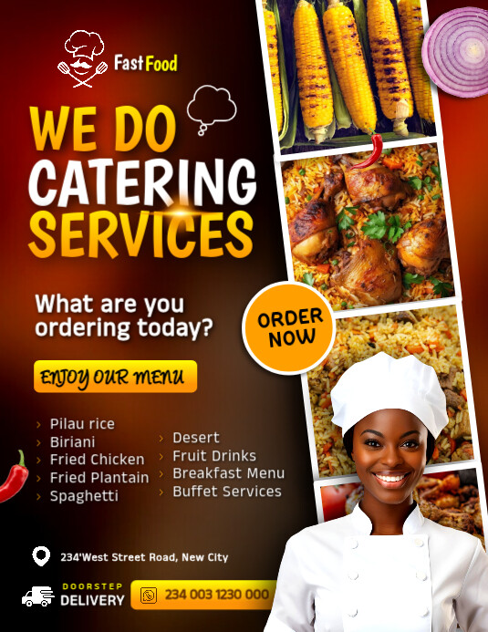 Event catering buffet menu services company restaurant advertisement ...