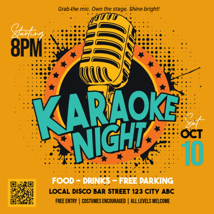 Karaoke, music party,event,karaoke night Wpis na Instagrama template