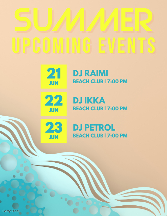 Event List Design Brown Summer Events Flyers Template | PosterMyWall