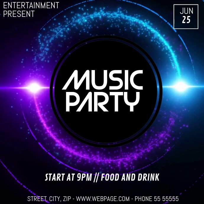 Event party video flyer template Quadrat (1:1)