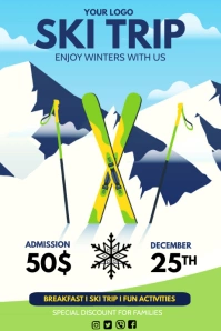 Winters, Ski trip, Winters camp Póster template