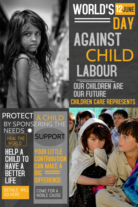 Charity Worlds Day Against Child Labor Template Postermywall Charity Worlds Day Against Child Labor Template Postermywall