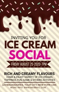 event poster template, ice cream banner ,ice Half Page Wide