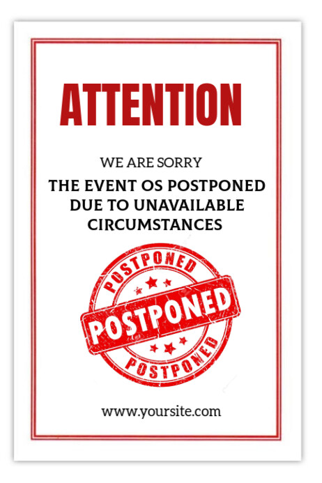 Postpone Event Example Event Postponed Poster Template | PosterMyWall