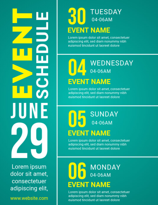 event schedule, Flyer (US Letter) template