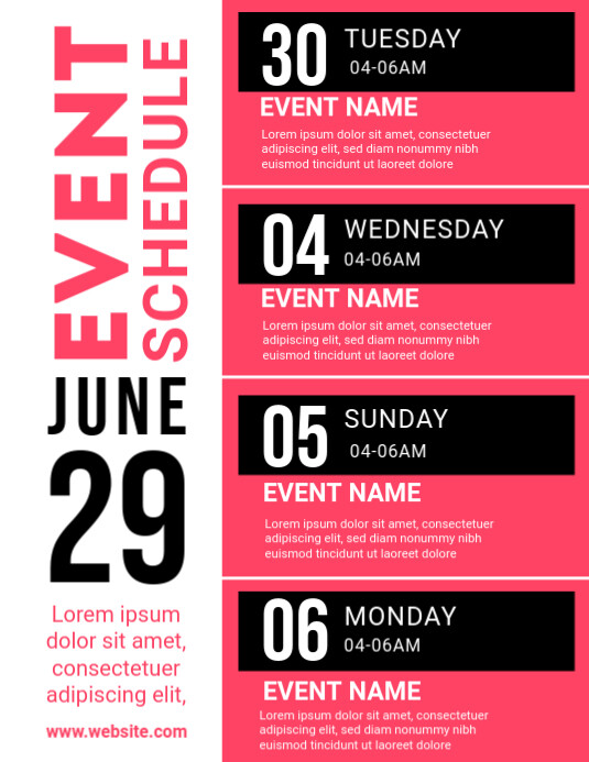 event schedule Template | PosterMyWall