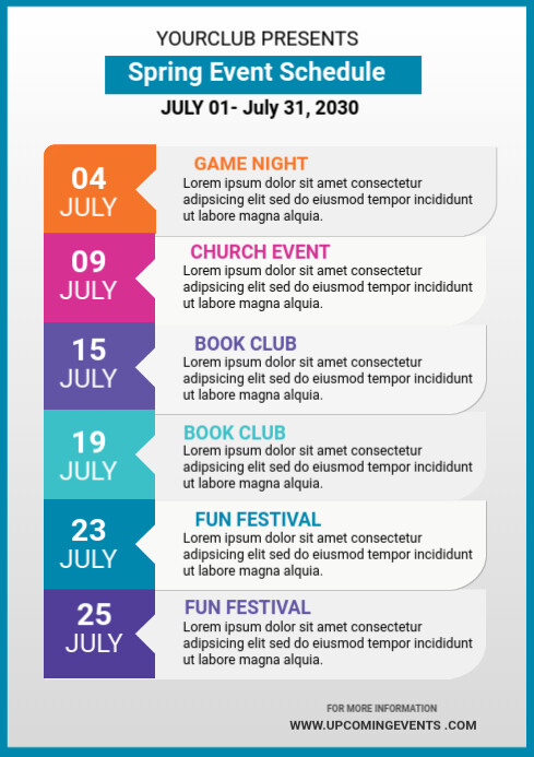 Event Schedule Design Template