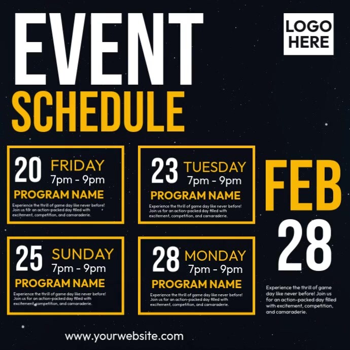 Event Schedule โพสต์บน Instagram template