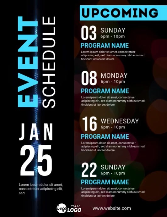 Event Schedule Flyer Pamflet (Letter AS) template