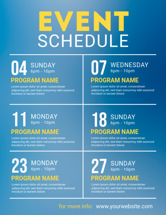 Event Schedule Design Template