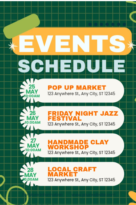 Event Schedule Green Theme Plakat template