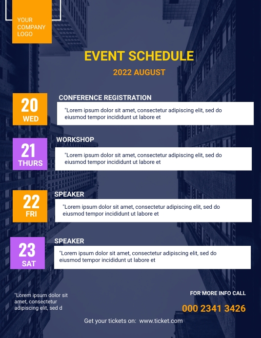 Event Schedule Template PosterMyWall