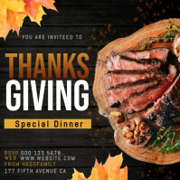 Black Thanksgiving Dinner Invitation Vierkant Template