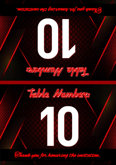 EVENT TABLE NUMBER TEMPLATE A5 FOLED | PosterMyWall