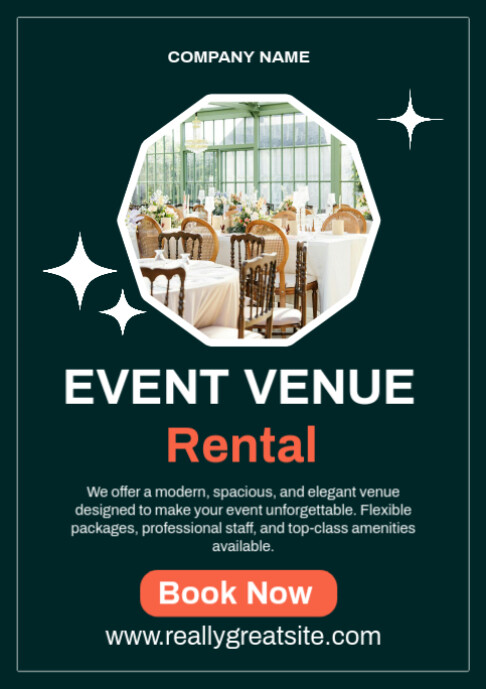 Event Venue Rental Poster Template – Party, Wedding & Conference Hall ...