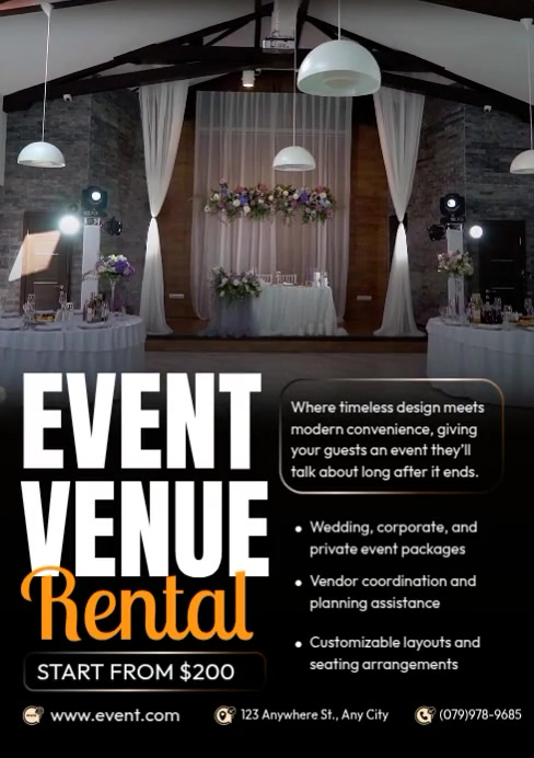 Event Venue Rental Services Template | PosterMyWall