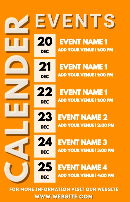 EVENTS calendar daily events calendar Template PosterMyWall EVENTS calendar daily events calendar Template PosterMyWall
