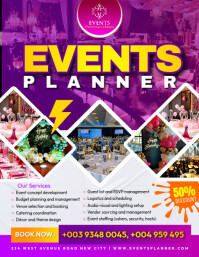 Events planner coordinater manager organizer consultant conference wedding company marketing poster 传单(美国信函) template