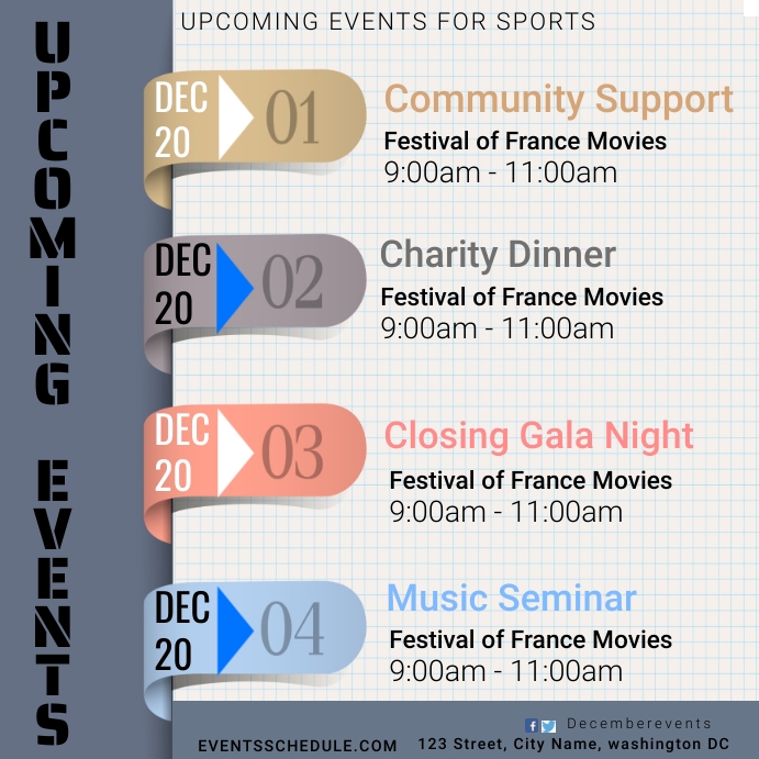 Copy of events schedule customizable template | PosterMyWall