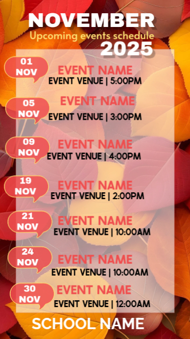 Events schedule Instagram Story template