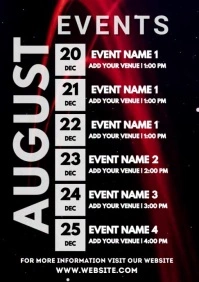 events schedule A4 template