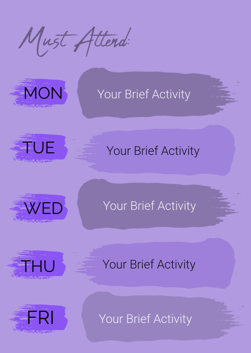 Events Week List Events Schedule To Do List Template | PosterMyWall