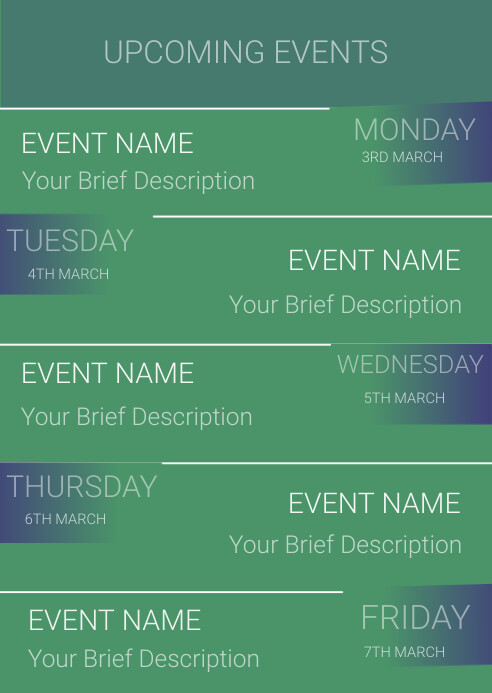 Events Week List Events Schedule To Do List Template | PosterMyWall