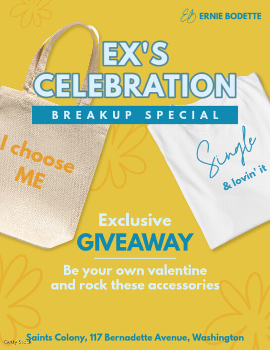 Ex's celebration vertical flyer template