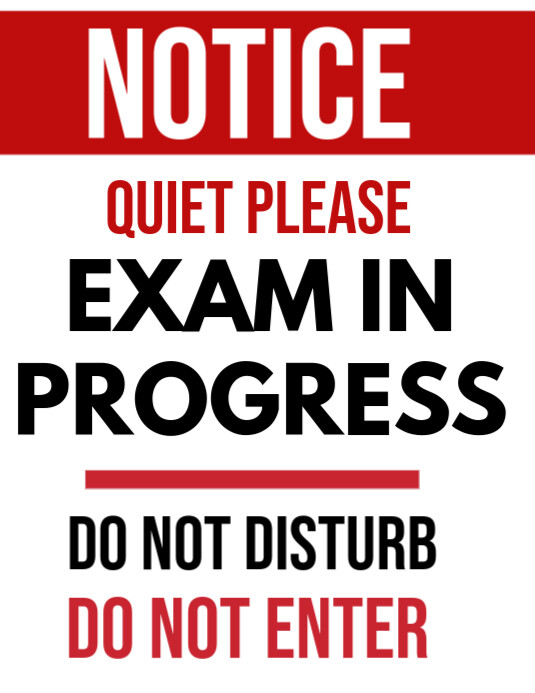 Exam in progress sign Flyer (US Letter) template