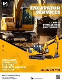 Excavator Services Flyer Template Social Media Pamflet (Letter AS)