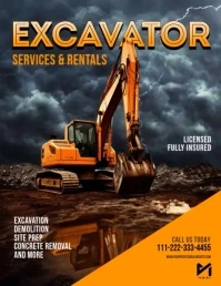 Excavator Motion Graphics Flyer Template Pamflet (Letter AS)