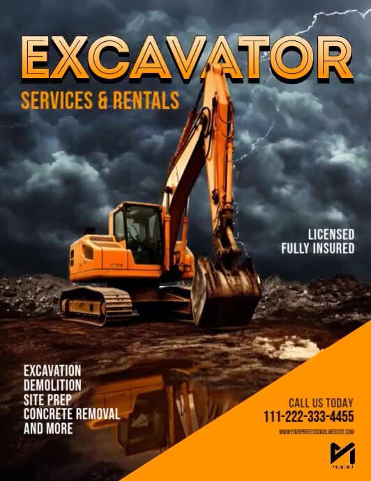 Machine Ad Poster Excavator Services Video Flyer Ad Template | PosterMyWall