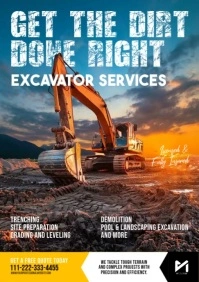 Excavator Services Video Flyer Template A5