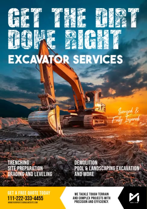 Machine Operator Advert Examples Excavator Services Video Flyer Ad Template | PosterMyWall