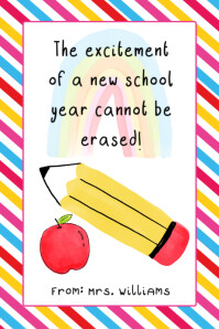 Excitement Cannot Be Erased Back to School Gift Tag Banner 4' × 6' template