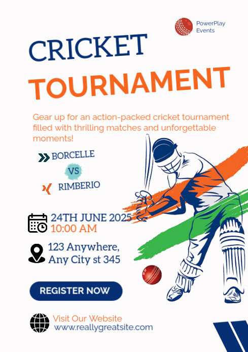 Exciting Cricket Tournament Poster Template | PosterMyWall