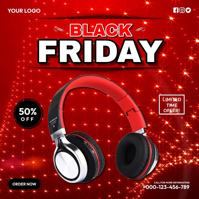 Exclusive Black Friday Headphone Template PosterMyWall