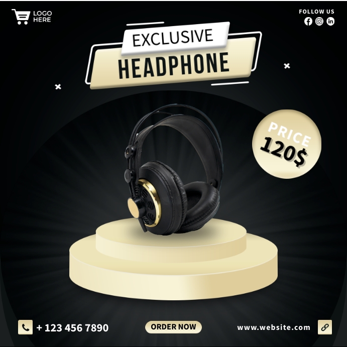 Exclusive Headphone Template Publicación de Instagram