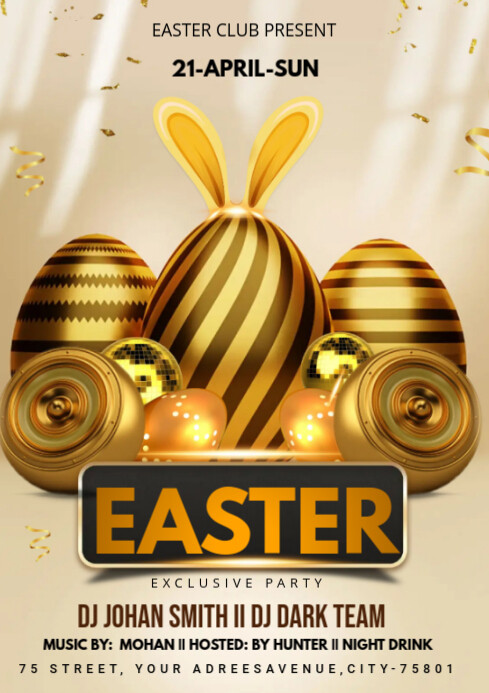 Exclusive Party Easter Flyer A4 Template | PosterMyWall