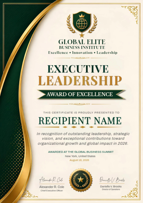 Executive Leadership Award A4 Template | PosterMyWall