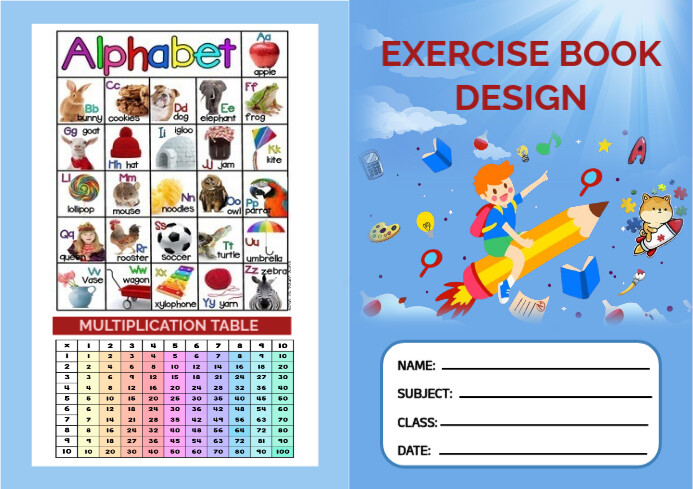 EXERCISE BOOK COVER Template | PosterMyWall