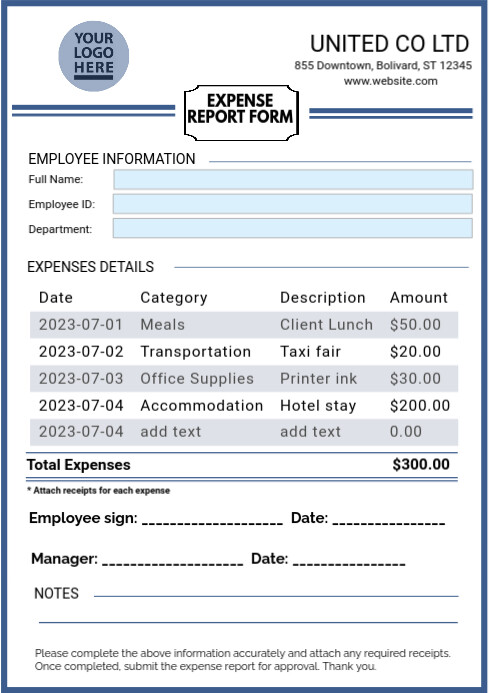 Reporting Form Design Expense Report Form Template | PosterMyWall