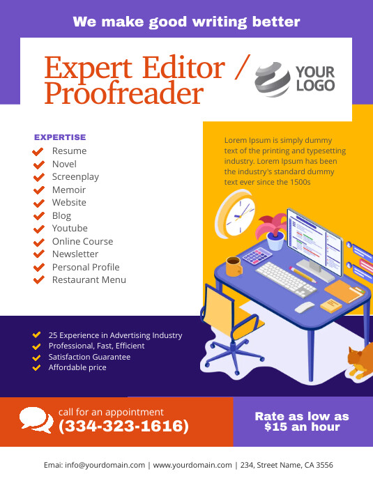 Proofreader Document Example Expert proofreader editor flyer template | PosterMyWall