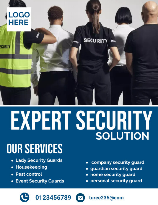 Expert security solution services Løbeseddel (US Letter) template