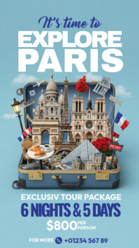 Azul Paris Travel Package Instagram Story Template