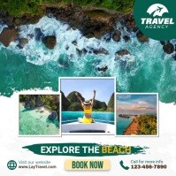 Explore The Beach Instagram na Post template