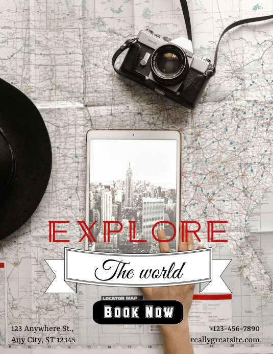 Explore the world travel poster template | PosterMyWall