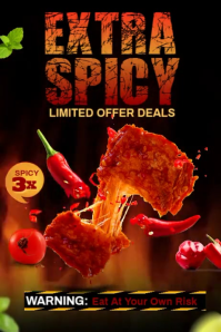 Black Extra Spicy Chicken Poster Template