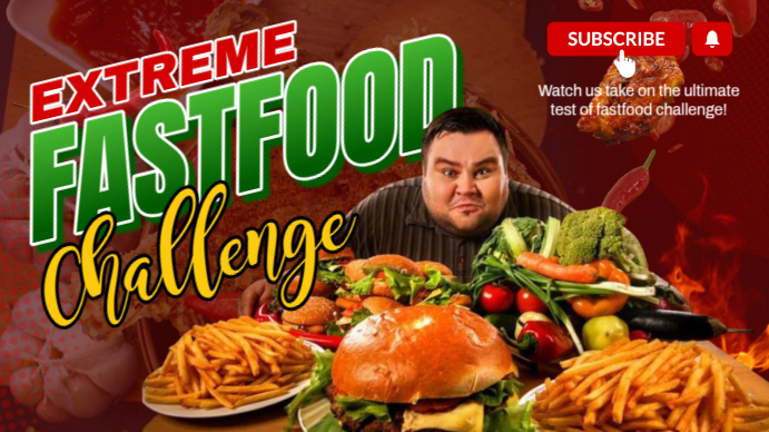 Extreme Fast Food Challenge YouTube Thumbnail template